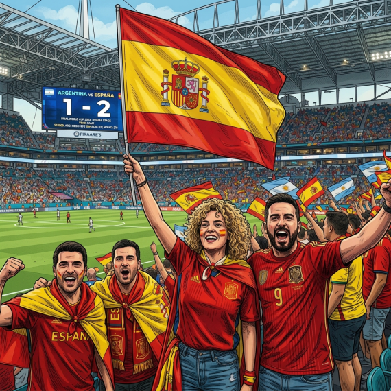 Spain World Cup 2026 Victory Celebration Convert scene into illustrated drawing style